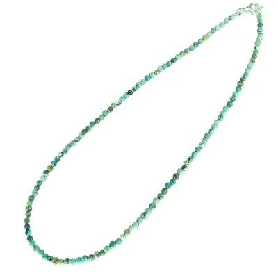 Колие Синьо-зелен Мексикански Тюркоаз Топче 3,3 мм със Сребро 925