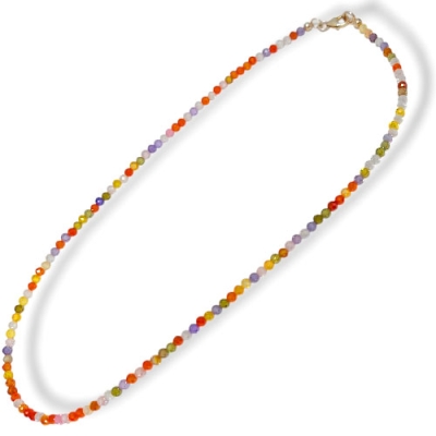 Колие Фасетиран Многоцветен Циркон Топче 3,1 мм със Сребро