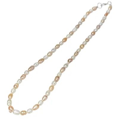 Колие от Бяла и Розова Речна Перла 