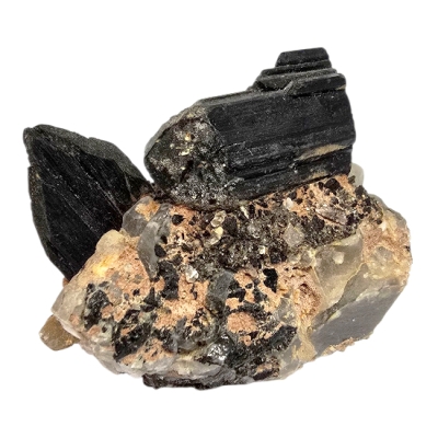 Друза от Кристали Черен Турмалин с Прозираща Зелена Кора