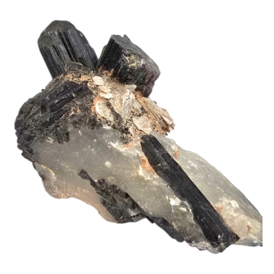 Друза от Кристали Черен Турмалин с Прозираща Зелена Кора