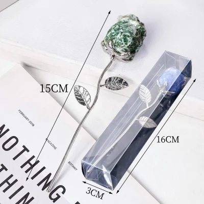 Роза от Мерлинит с Посребрен Ствол и Листа