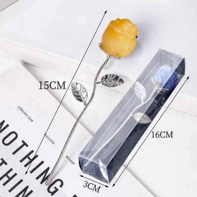 Роза от Арагонит с Посребрен Ствол и Листа