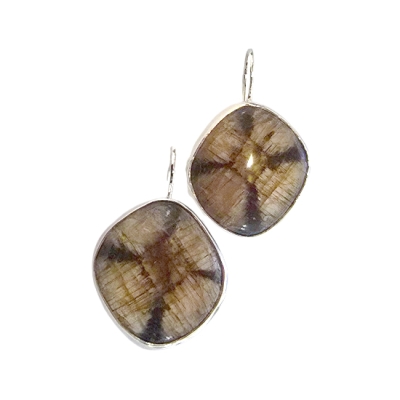 Обици Хиастолит, "Кръстов Камък" със Сребро 925