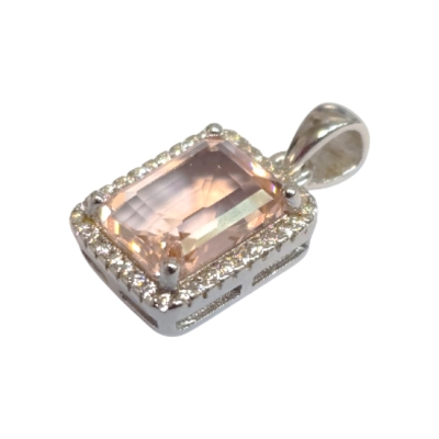 Медальон Морганит и Циркон със Сребро 925 и Родий