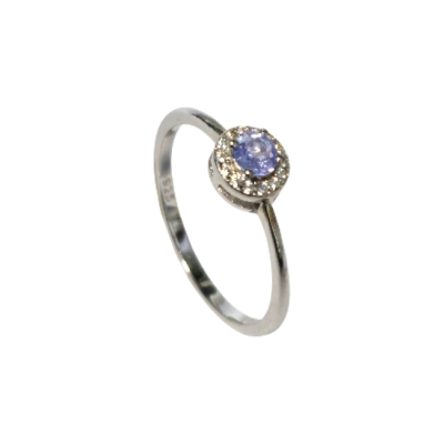 Пръстен Танзанит и Циркон със Сребро 925 и Родий