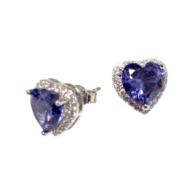 Обици Танзанит и Циркон със Сребро 925 и Родий