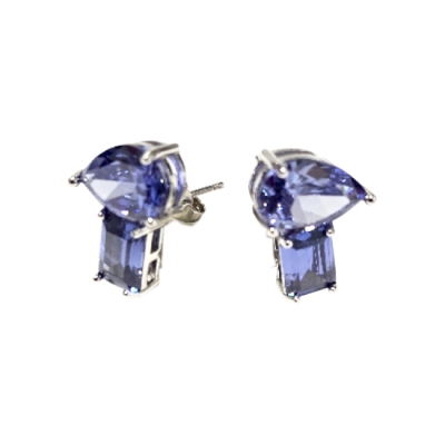 Обици Танзанит със Сребро 925 и Родий