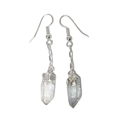 Обици с Планински Кристал и Дълбоко Посребряване 925/1000