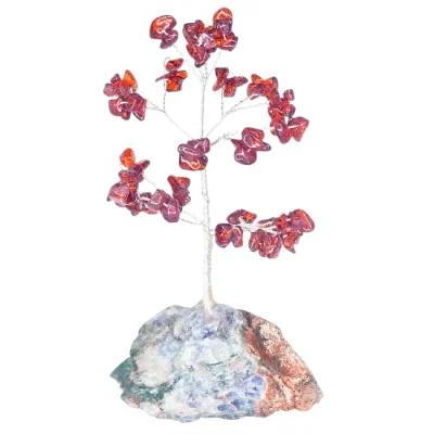 Дръвче на Живота с Кехлибар цвят "Коняк" върху Аметистова Друза или Друза от Планински Кристал