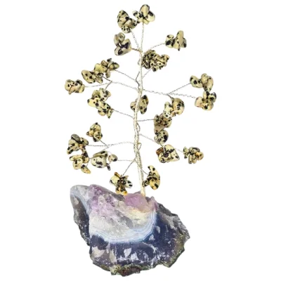 Дръвче на Живота с Далматински Яспис върху Аметистова Друза или Друза от Планински Кристал