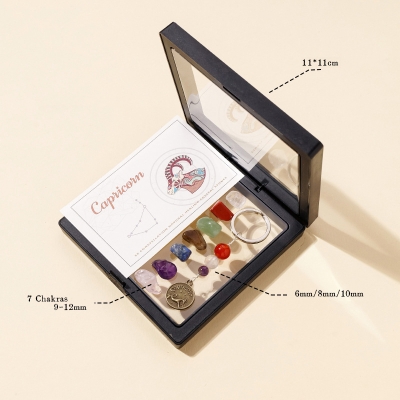 Комплект Ключодържател Зодиакални Камъни за зодия Козирог + Минерали за 7-те Чакри