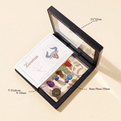 Комплект Ключодържател Зодиакални Камъни за зодия Телец + Минерали за 7-те Чакри