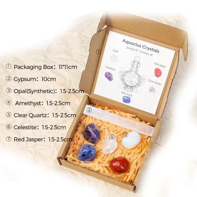 Комплект Зодиакални Камъни за зодия Водолей + Селенитов Кристал за Изчистване