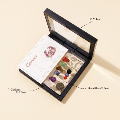 Комплект Ключодържател Зодиакални Камъни за зодия Рак + Минерали за 7-те Чакри