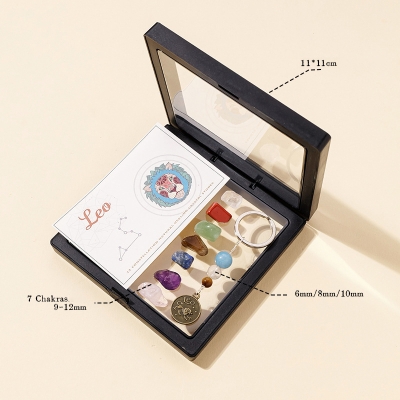 Комплект Ключодържател Зодиакални Камъни за зодия Лъв + Минерали за 7-те Чакри