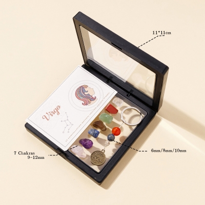 Комплект Ключодържател Зодиакални Камъни за зодия Дева + Минерали за 7-те Чакри