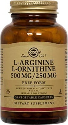 L - АРГИНИН 500 мг. С L - ОРНИТИН 250 мг. за оптималната функция на имунната система и черния дроб * 50 капс, СОЛГАР