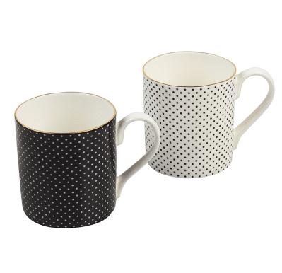 Комплект 2 чаши - черно и бяло на точки