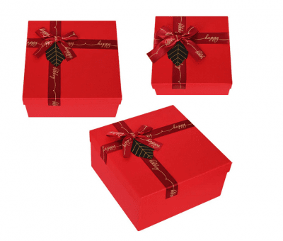 Подаръчна кутия 3 в 1 /квадрат/ - червена