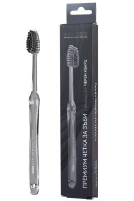 VBO ПРЕМИУМ четка за зъби с влакна от черен кварц прозрачна