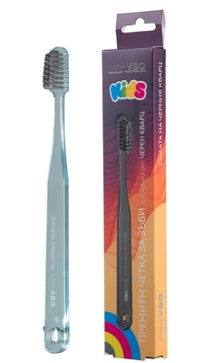 VBO ПРЕМИУМ четка за зъби за деца 3+ - с влакна от черен кварц синя