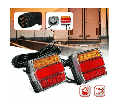 Комплект LED Лед Диодни Стопове 12V с Магнит и Окабеляване, 5 Функции, за Ремаркета, Колесари, Платформи, МПС