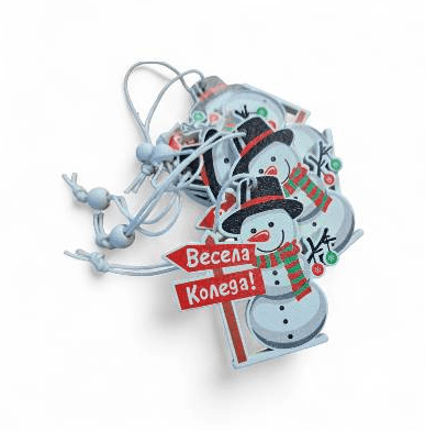 Дървена фигурка снежен човек