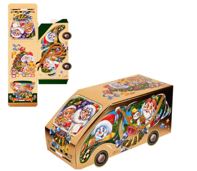 Коледна подаръчна кутия "Дядо Коледа - Автобус"