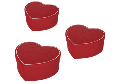 Подаръчна кутия "Сърце" с релефен капак 3 в 1 - червени