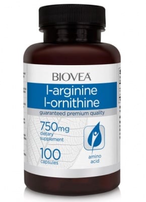 L-АРГИНИН / L-ОРНИТИН - улеснява качването на мускулна маса - капсули х 100, BIOVEA