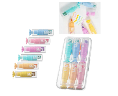 Мини маркери Бонбон в ПВЦ кутия /6 цвята/