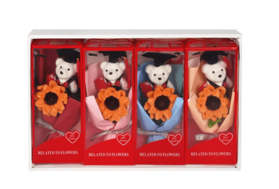 Букет "Дипломиране" с плючено мече и цвете