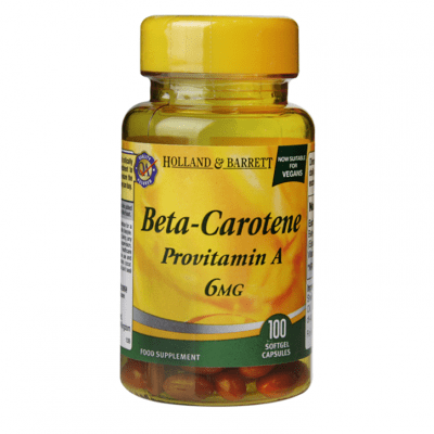 БЕТА КАРОТИН (ПРОВИТАМИН А) капсули 6 мг * 100 HOLLAND & BARRETT