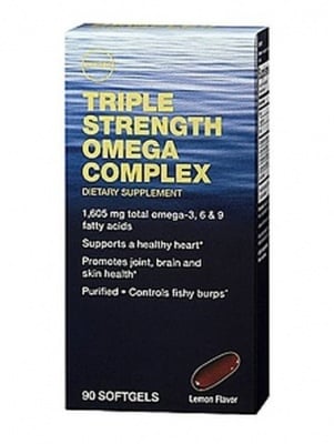 ОМЕГА 3-6-9 КОМПЛЕКС - намалява риска от сърдечно-съдови заболявания - капсули х 90, GNC