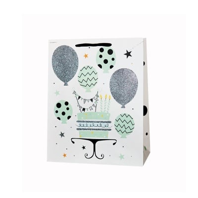 Подаръчна торбичка - балони с торта - Happy Birthday