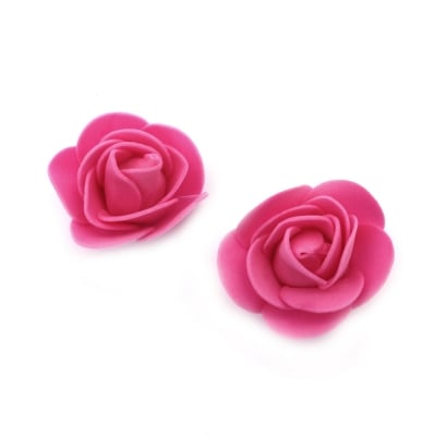 Рози от фоам цвят розово лилав 35 мм -10 броя