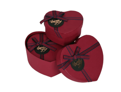 Подаръчна кутия "Сърце" 3 в 1 - тъмно червени