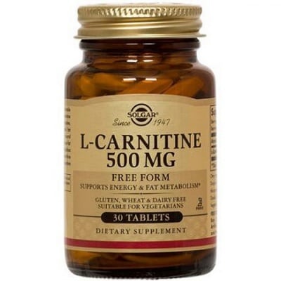 L - КАРНИТИН 500 мг. подпомага издръжливостта при спортуване или физически упражнения * 30таблетки, СОЛГАР