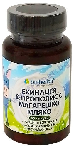 БИОХЕРБА ЕХИНАЦЕЯ И ПРОПОЛИС С МАГАРЕШКО МЛЯКО + ВИТАМИН C капсули * 60 ...