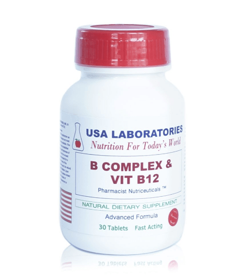 ВИТАМИН Б КОМПЛЕКС + Б12 таблетки * 30 USA LABORATORIES | NewAge.bg