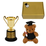 Подаръчен комплект "Дипломиране" с плюшено мече и купа с послание