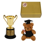 Подаръчен комплект "Дипломиране" с плюшено мече и купа с послание