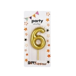 Свещичка цифра злато "6" /12 броя в кутия/