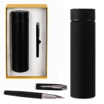 Подаръчен комплект "Честит Празник" с химикал и термос с LED дисплей