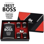 Комплект манерка с аксесоари "THE BEST BOSS" /кожа и метал/