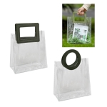 Прозрачна ПВЦ чанта с кожена дръжка