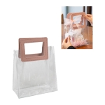 Прозрачна ПВЦ чанта с кожена дръжка