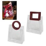 Прозрачна ПВЦ чанта с кожена дръжка