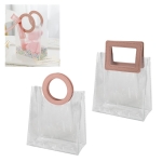 Прозрачна ПВЦ чанта с кожена дръжка